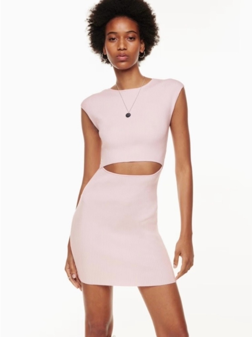 Wilfred Cut Out Knit Mini Dress in Pink